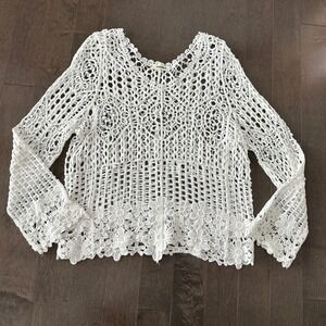 Adora Crochet Open Knit Top‎ Coquette Boho Festival Fairy Western White S/M